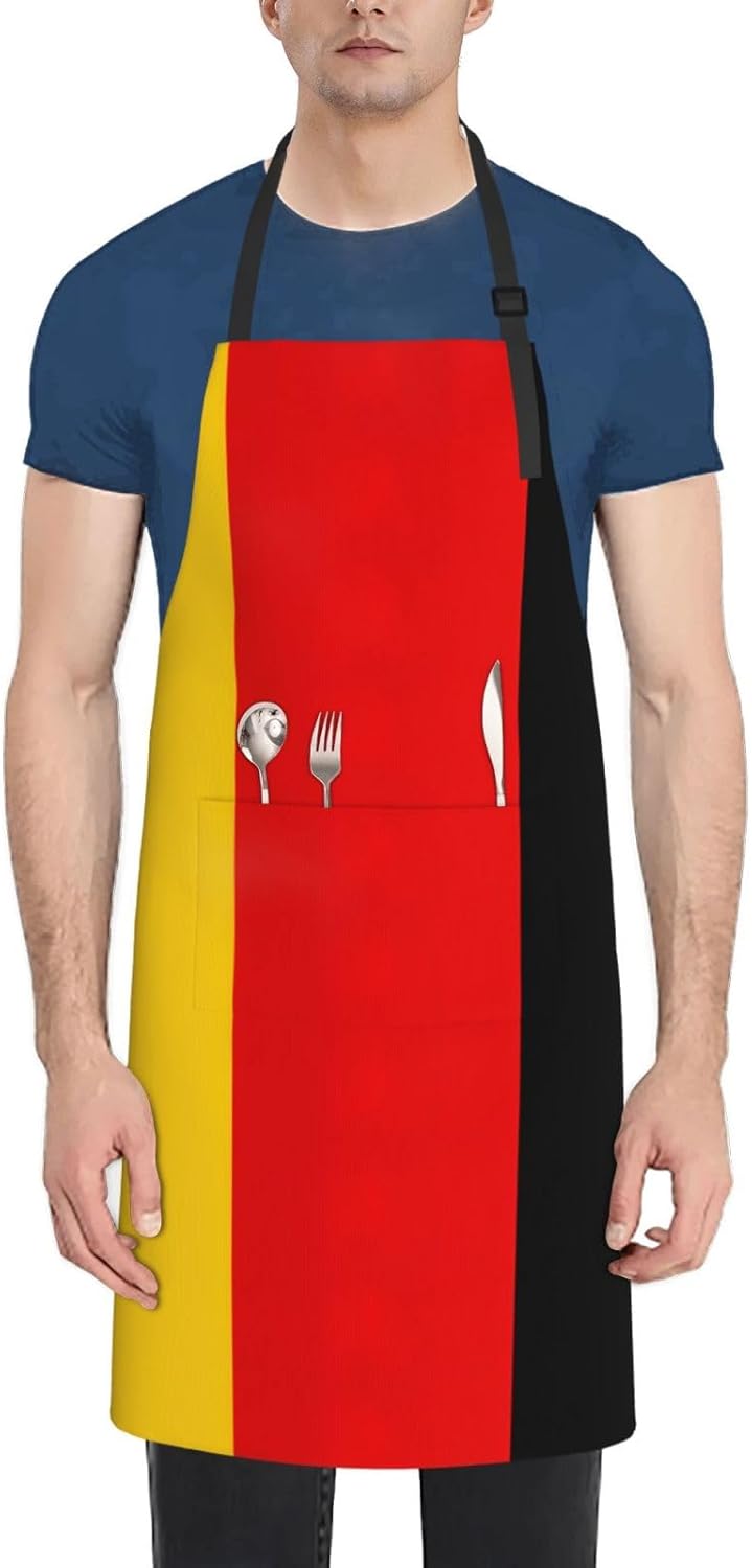 German flag print Waterproof chef's apron with pocket apron for kitchen cooking baking barbecue and gardening