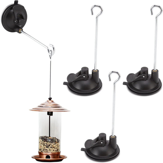 14.8cm Bird Feeder Hangers Outdoor - 3 Pcs Wall Hooks Bird Feeder Wall Hanger Window Suction Cup with Hanging Hooks for Wind Chimes