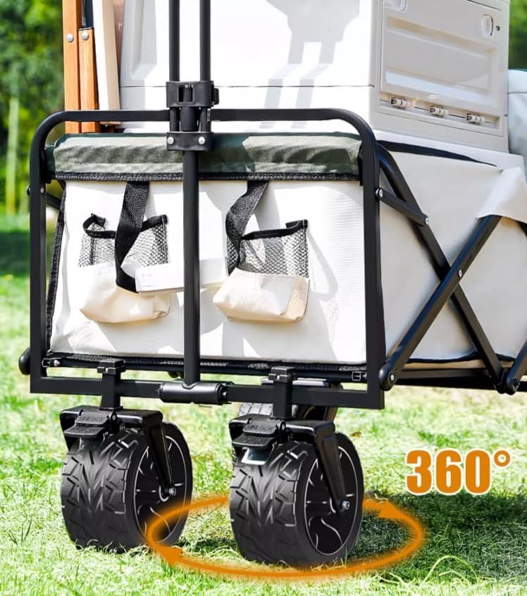 Portable Camping Cart,Outdoor Camping Folding Beach Wagon Cart with 4 