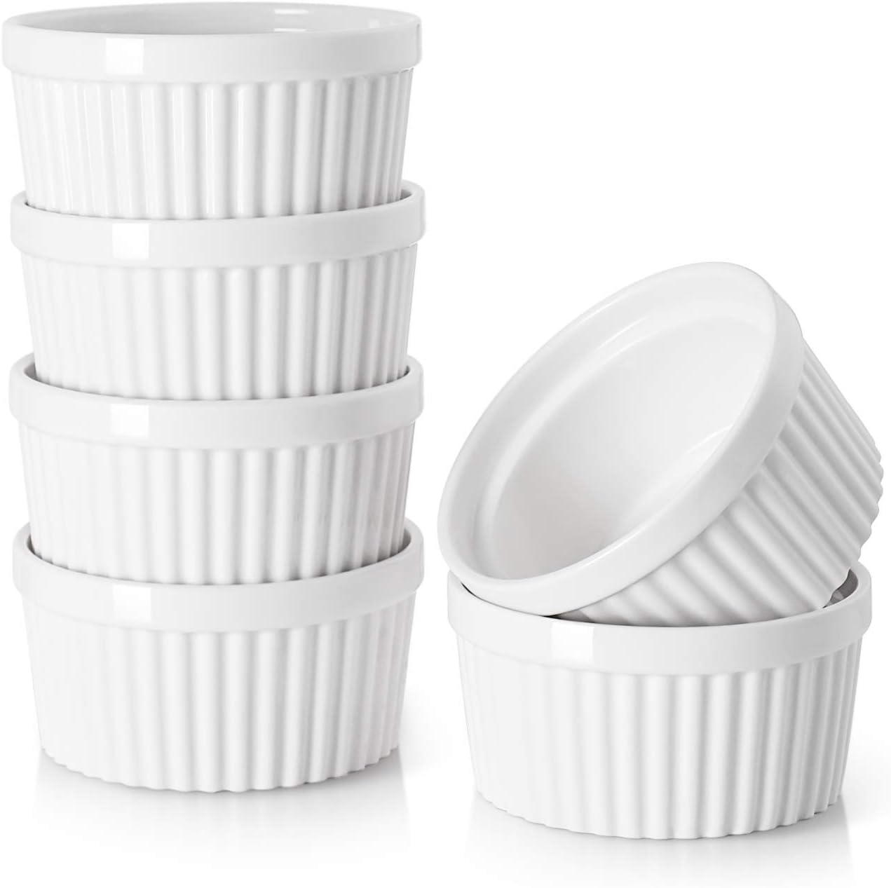 DOWAN Ramekins 4 oz Oven Safe for Creme Brulee Souffle, Porcelain Cust