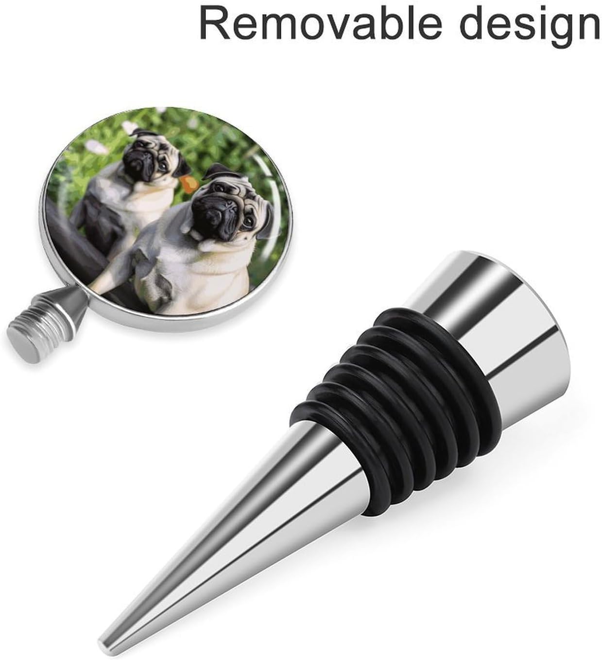 Pugs in The Garden Wine Stoppers Detachable Leak Proof Vacuum Bottle S