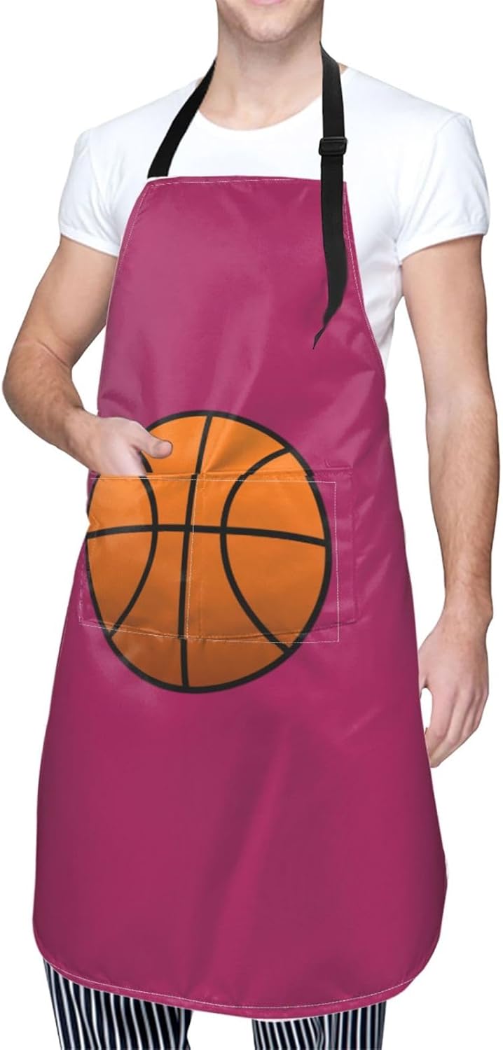 basketball print Waterproof apron with pocket adjustable cooking apron
