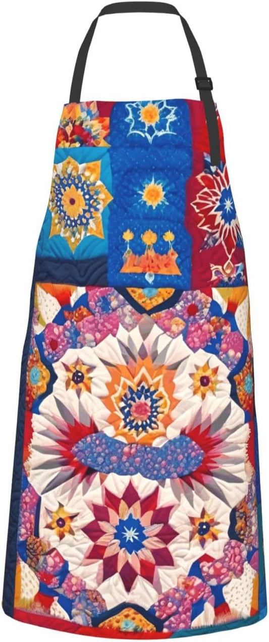 YANYU Retro flowwer Print 28x33 In Kitchen Apron Stylish Chef Apron with Pockets for Cooking Baking Painting