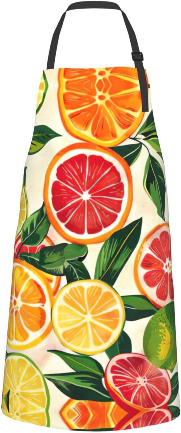 citrus fruit pattern Print Laundry apron 28x33 In Waterproof Kitchen Apron with Pockets for Cooking Baking