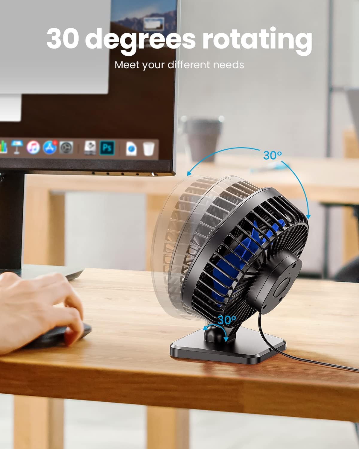Gaiatop USB Desk Fan, Small But Powerful, Personal Portable Quiet 3 Sp
