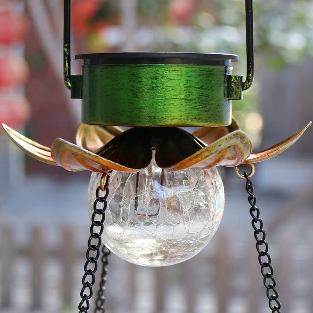 Bird Feeder Outdoor Hanging Bird Feeders Solar Flower LED Bird Feeder with Drinking Cup for Wild Bird Yard Decoration