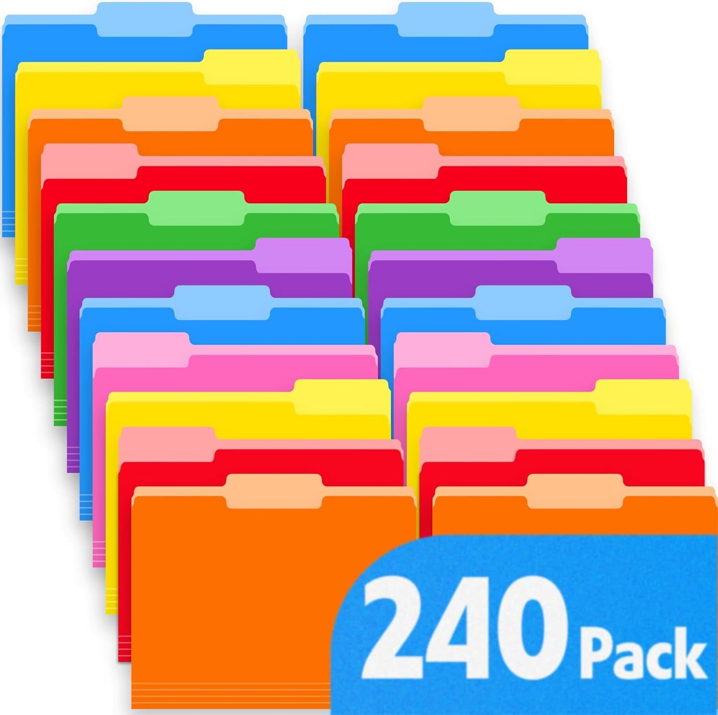 240 Pack Colored File Folders, 1/3 Cut Tab File Folders Letter Size 8.