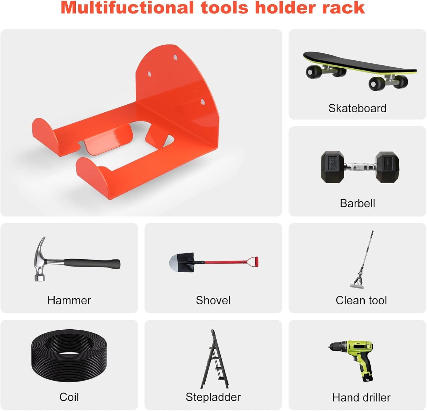 Weedeater Hanger 2 Pack, Garage Organizer Trimmer Rack, Heavy Duty Weed Wacker Hooks for Grass Trimmer, Hedge Trimmer Garden & Garage Tools– Weed Whackers Holder Wall Mount Storage Tool, Space-Saving