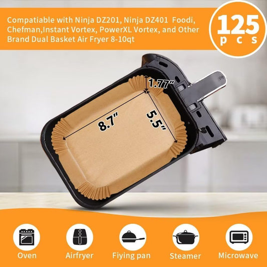 Air Fryer Liners Disposable for Ninja Airfryer: 125pcs 8.7x5.5" Rectan