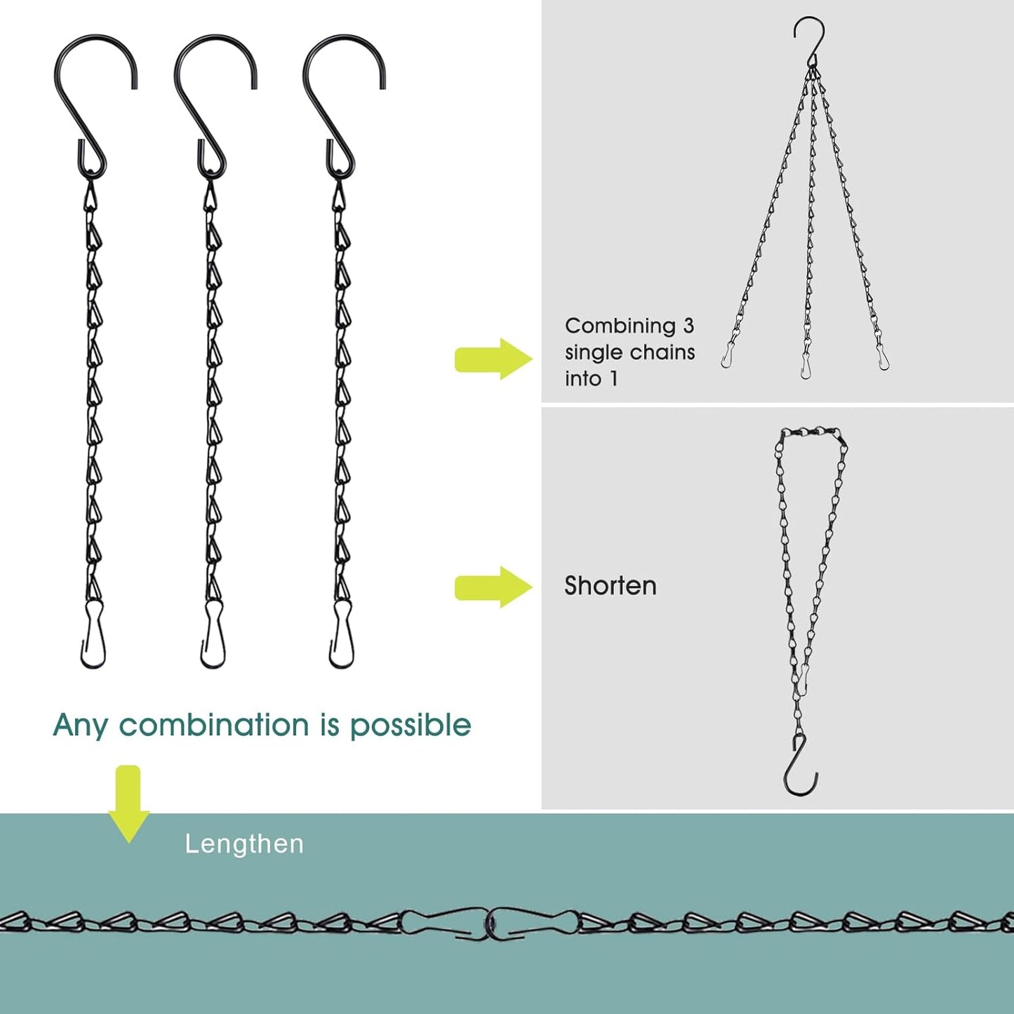 Chain for Hanging Plants, 10 Inch Black Plant Chains for Hanging Plant