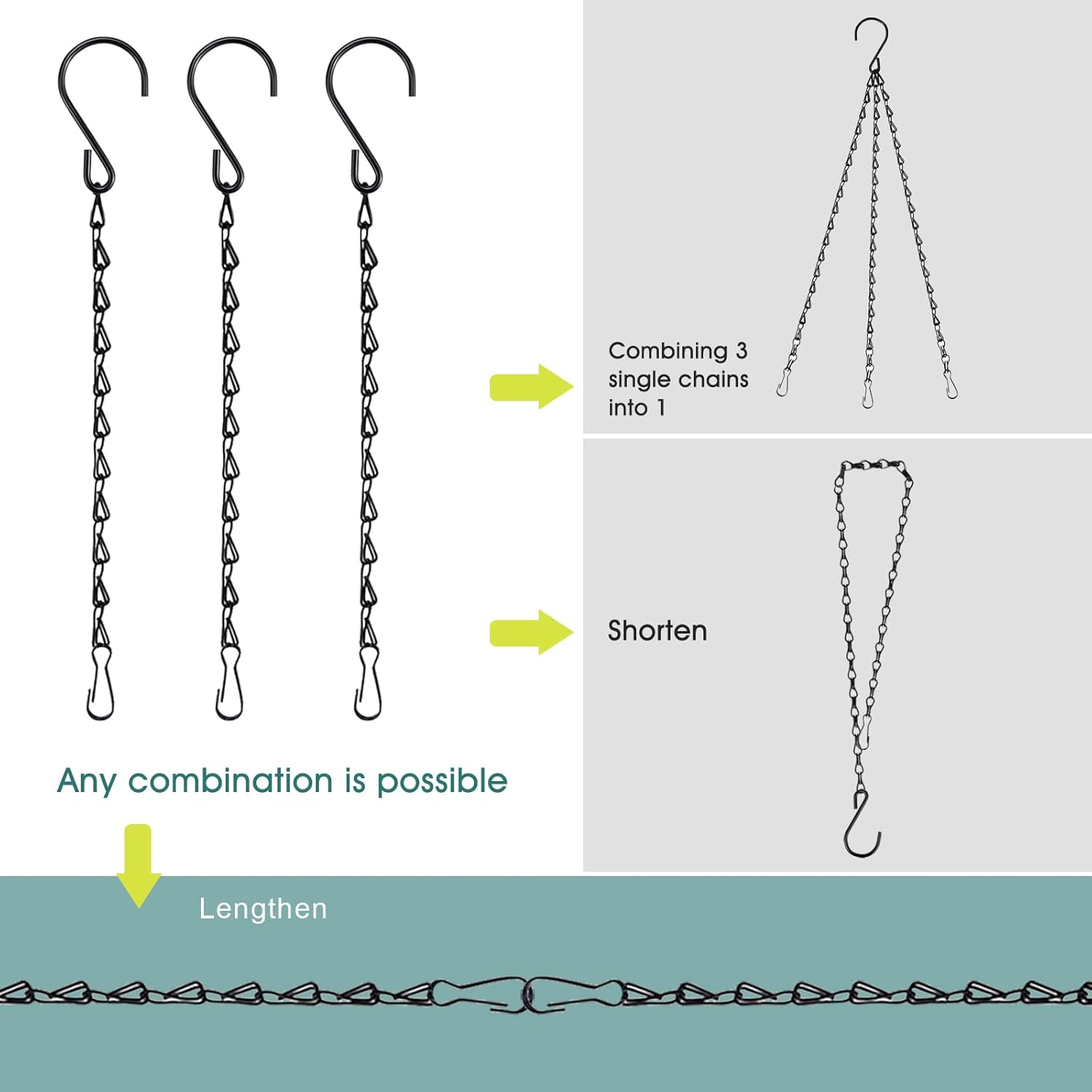 Chain for Hanging Plants, 10 Inch Black Plant Chains for Hanging Plant