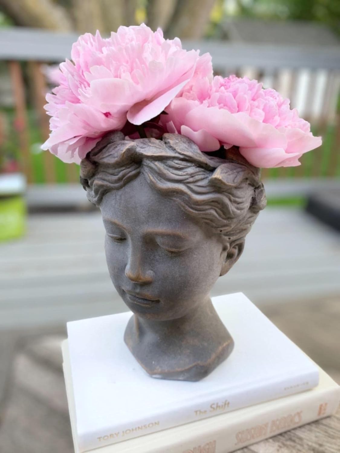 Greek/Roman Style Female Statue Head Cement Planter - Unique Planter P