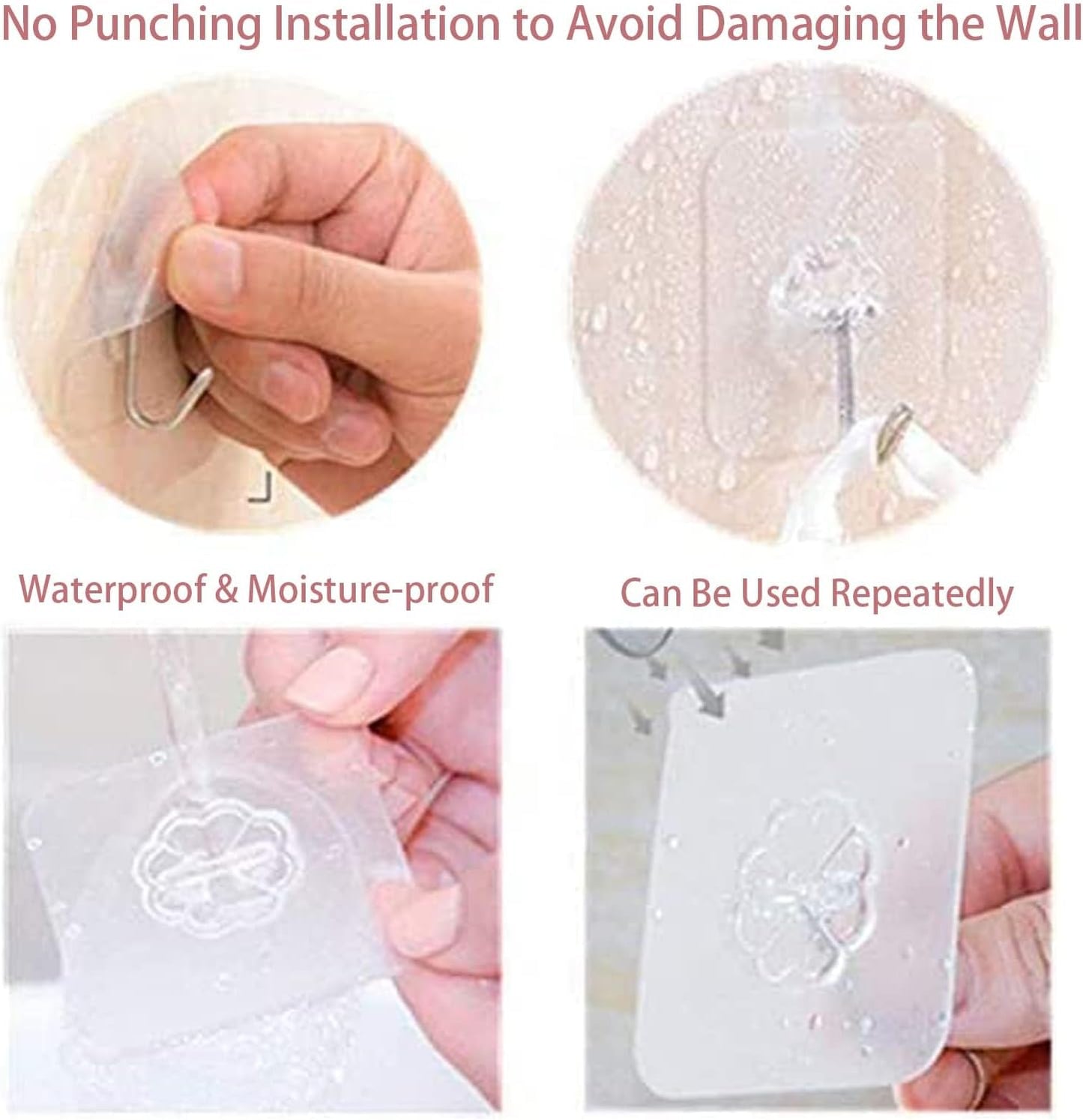 Adhesive Wall Hooks for Hanging Heavy Duty 50 lbs Large Hooks for Wall