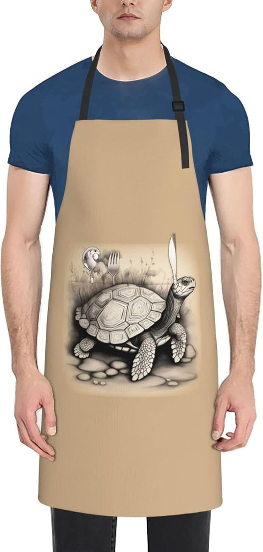 Turtle write print Waterproof chef's apron with pocket apron for kitchen cooking baking barbecue and gardening