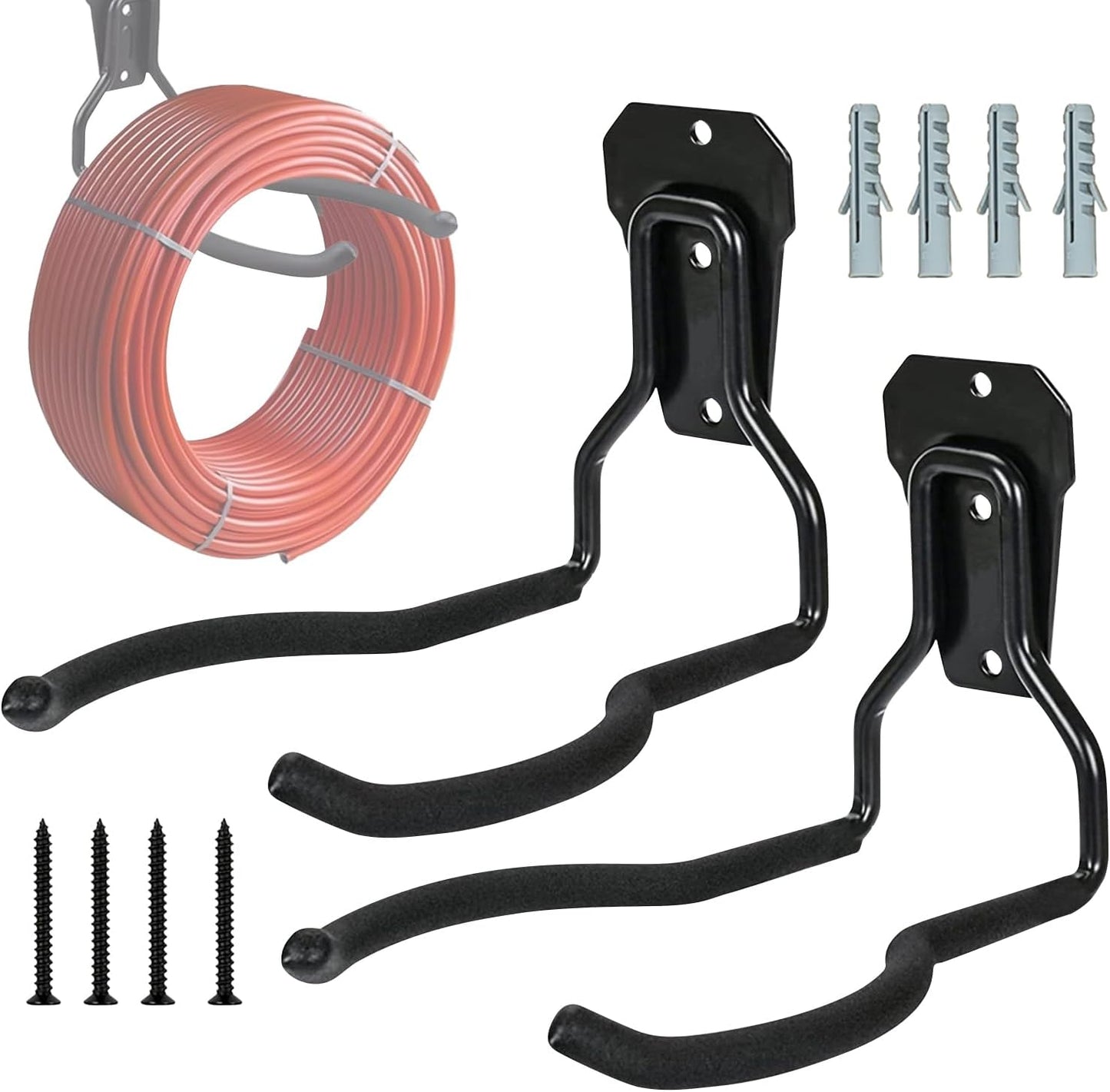 Garage Wall Hooks,Black Rustproof - Garden - Multipurpose Space-Saving