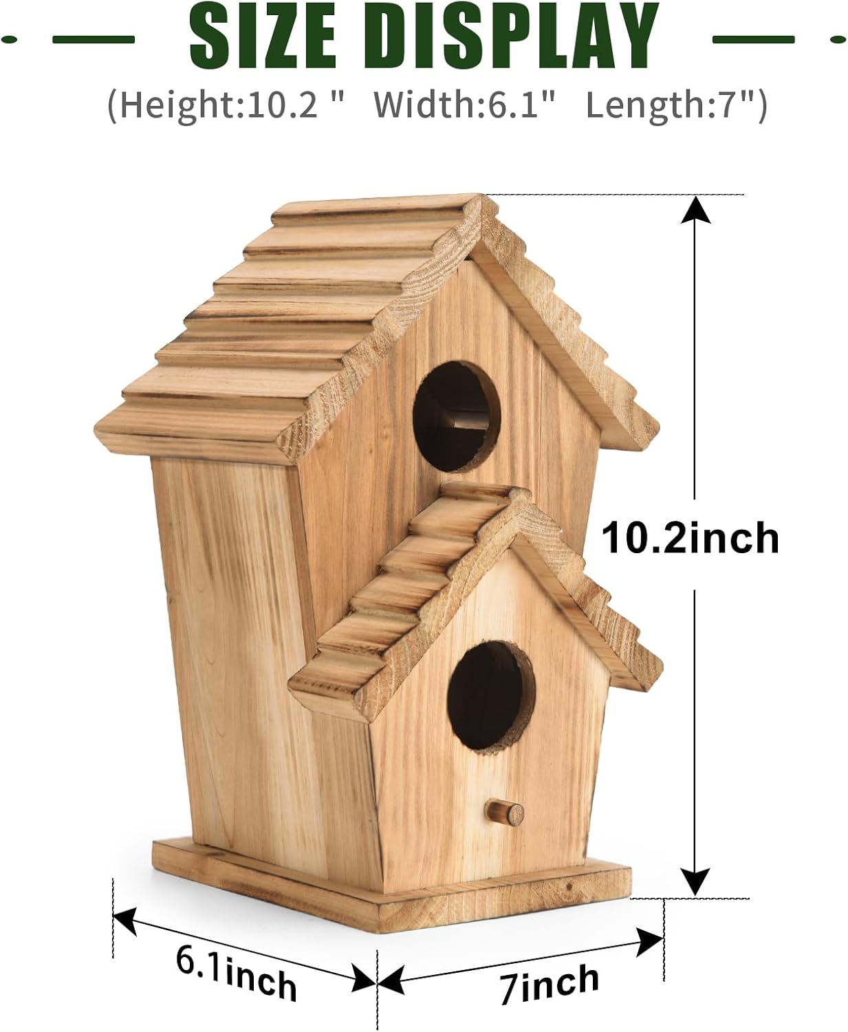 Bird Houses for Outside-2 Hole Wooden Outdoor Bird House,Wild Bird Box