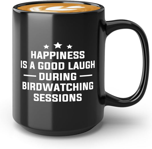 Hobby Coffee Mug 15oz Black -Birdwatching Sessions - Bird Feeder Backy