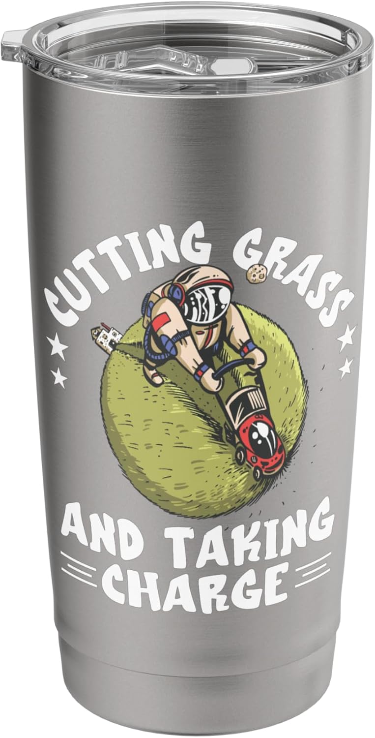 Lawn Care Worker Lawn Mower Grass Cutting Taking Charge Stainless Steel Insulated Tumbler