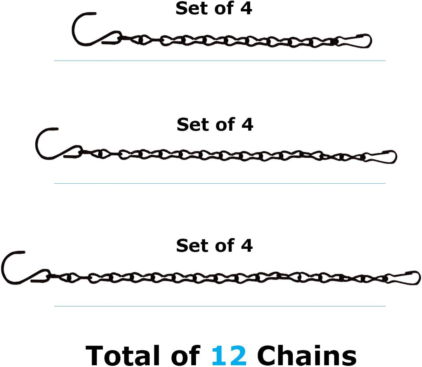 Blue Donuts Hanging Chain for Bird Feeder, Hanging Planter, Multipurpose Chain Extension, Oil Rubbed Bronze, Pack of 12 – Four 14.5 Inch, Four 26.5 Inch, Four 38.5 Inch – Total of 318 Inches, Metal