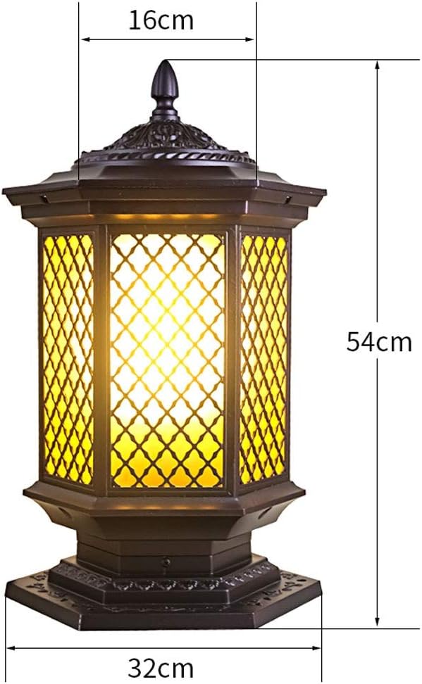 Garden Lamp Chinese All-Aluminum Die-Casting LED Column Head Lamp Garden Community Villa Wall Lamp E27 Outdoor Post Lights Fixtures Black in Garden & Outdoor Stadium(Solar Energy-m)