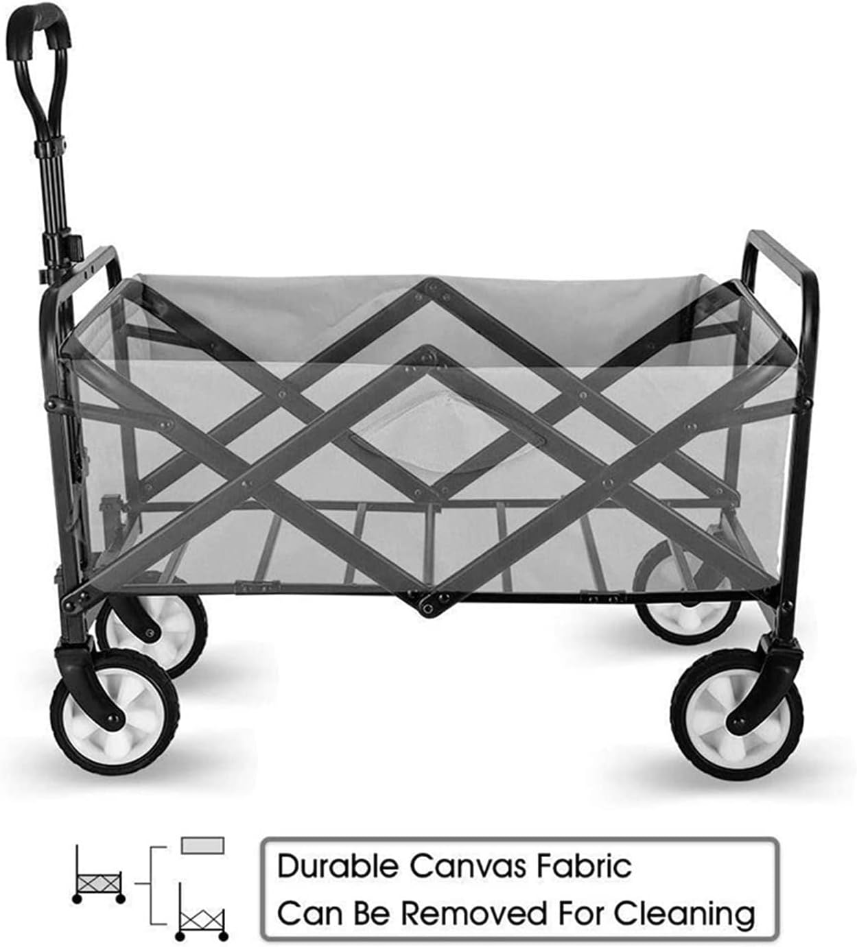Collapsible Folding Wagon for Outdoor Use - Utility Garden Cart with A