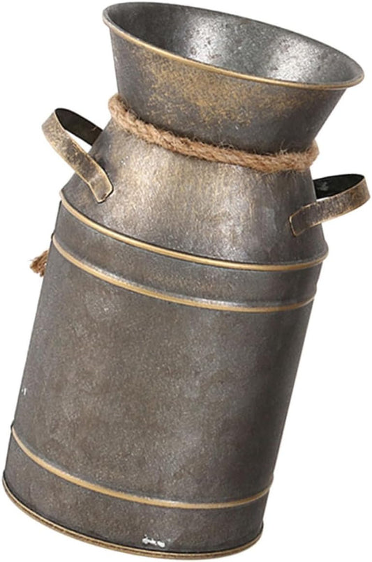 PRETYZOOM Iron Flowerpot Vintage Style Farmhouse Decor Galvanized Meta