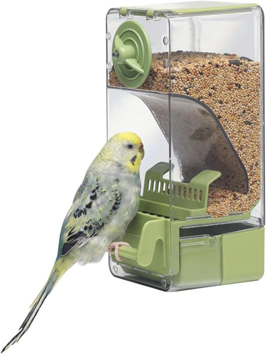 Automatic Bird Feeder, Bird Cage Feeder with Perch for Parakeet Canary