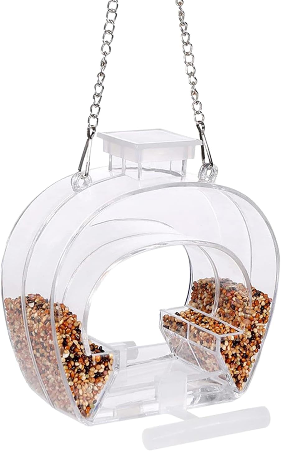 Bird Feeder, Window Feeder, Clear Feed with Perching Stand, Garden Decor with Sturdy Design, Bird Supplies, Window Feed Kit for Finches Bluebirds Lovebird Parakeet Balcony Tree Outdoor Yard Indoor