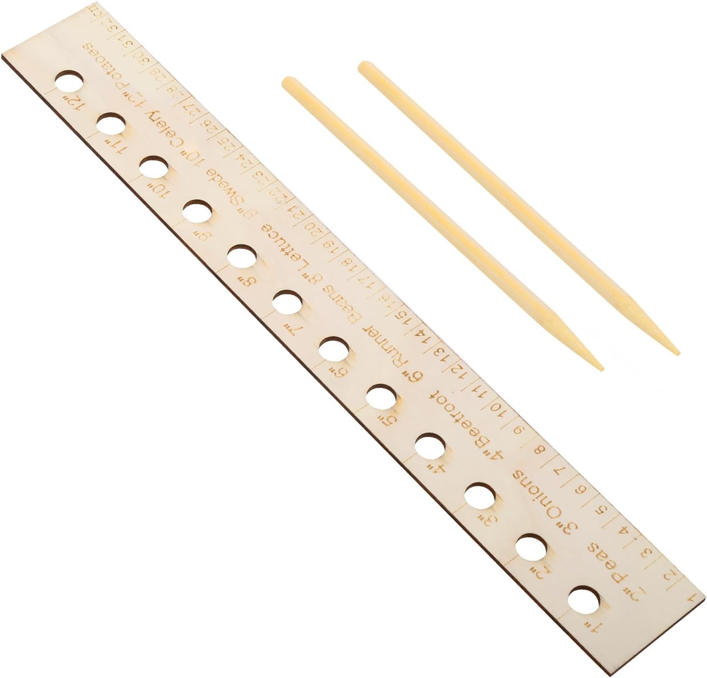Seed Spacers Planting Tool, Garden Seed Planter Ruler with 2 Wooden St