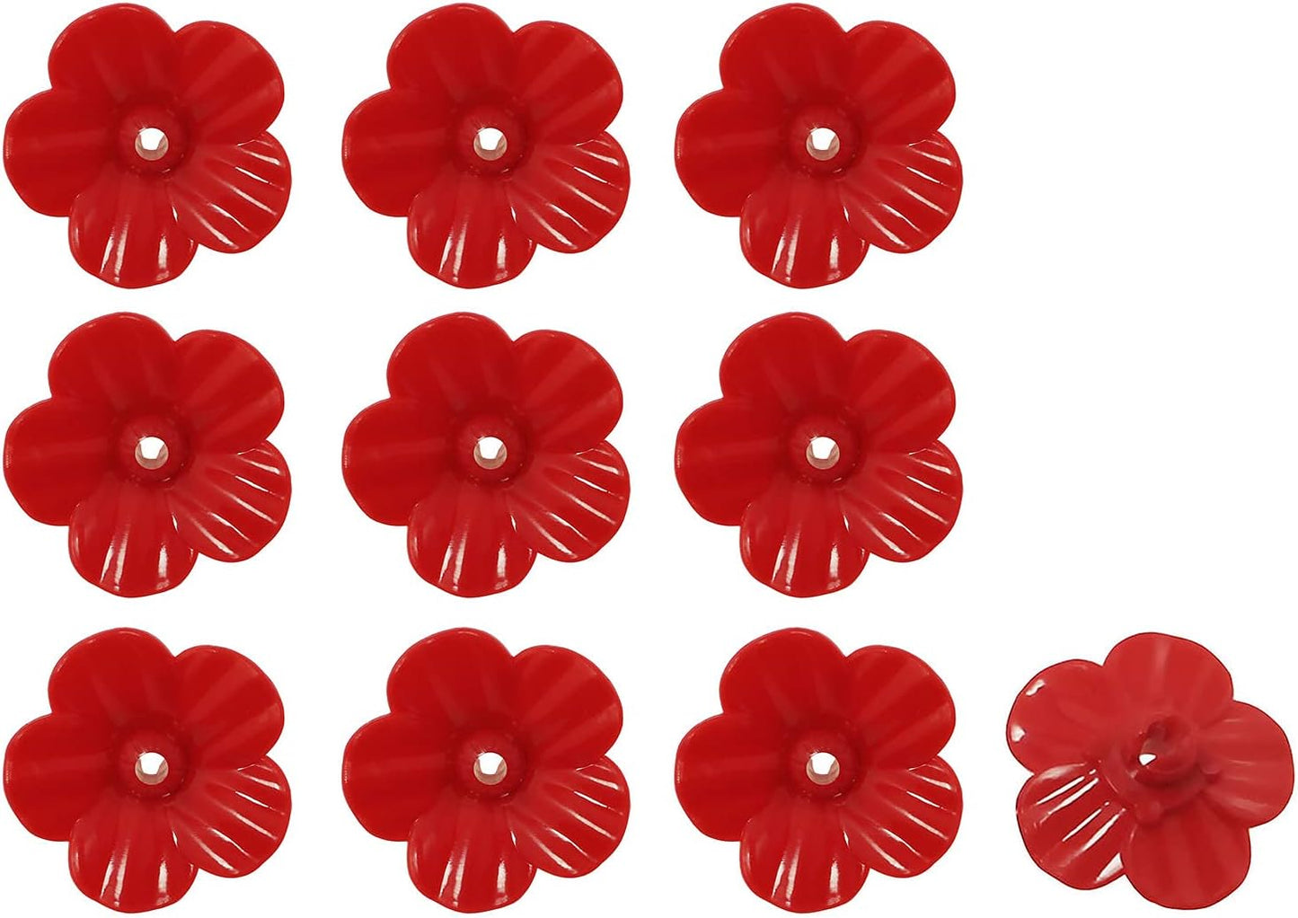 E-outstanding 10 Pcs Hummingbird Feeders Flowers, Feeding Ports Bird Feeder Replacement Parts for Hummingbird Feeder Hanging Feeder, Red
