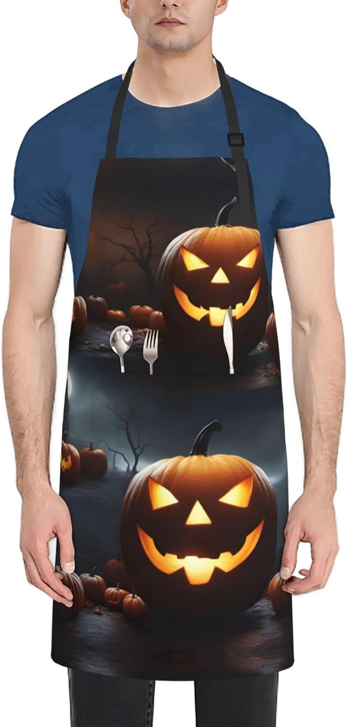 Halloween Pumpkin print Waterproof chef's apron with pocket apron for 