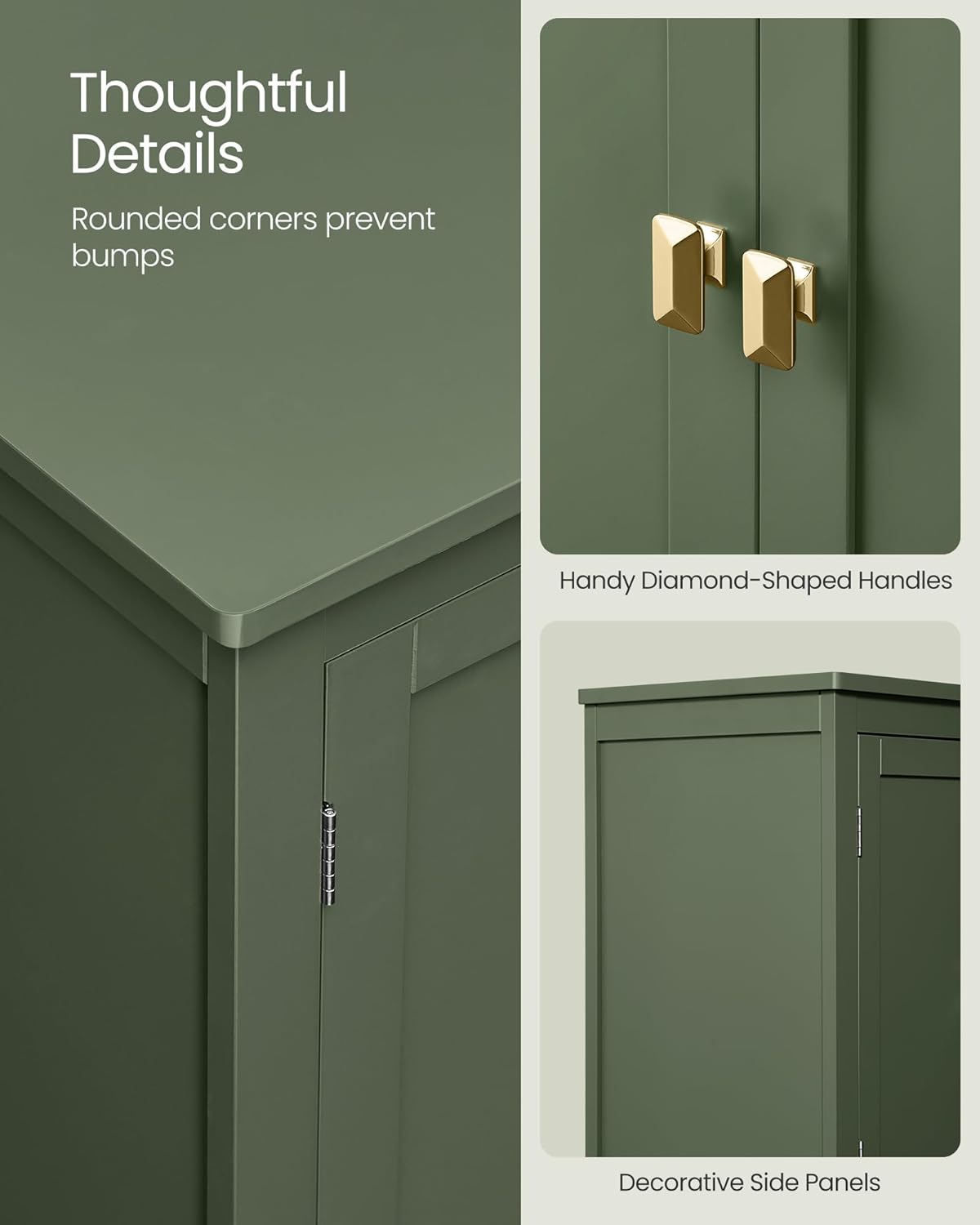 VASAGLE Floor Storage Cabinet, Freestanding Storage Unit with 4 Doors,
