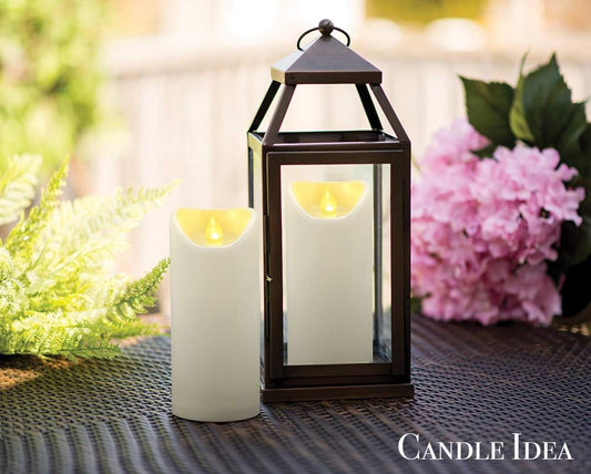 CANDLE IDEA 2 PCS 3"x7" Outdoor Waterproof Flameless LED Pillar Candles with Remote Timer, Battery Operated Electric Flickering Plastic Fake Candle for Halloween Christmas Lantern Decorations (Ivory)