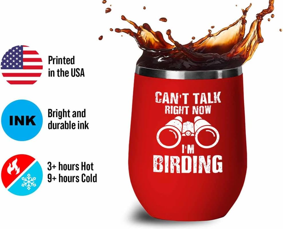 Bird Lover Red Edition Wine Tumbler 12oz - Can't Talk Right Now - Humm