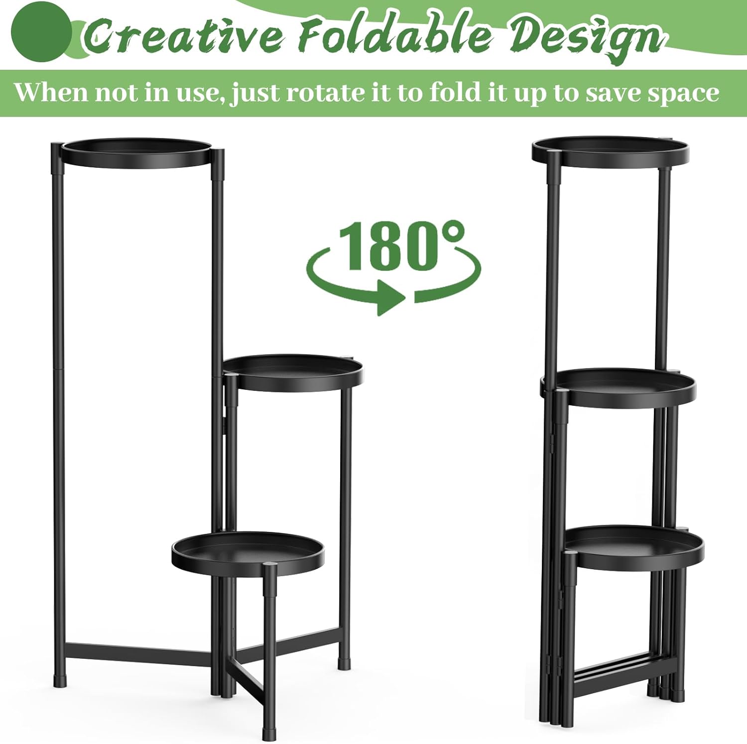 MOKANI Metal Plant Stand Indoor Outdoor for Multiple Plants, 3 Tiered 