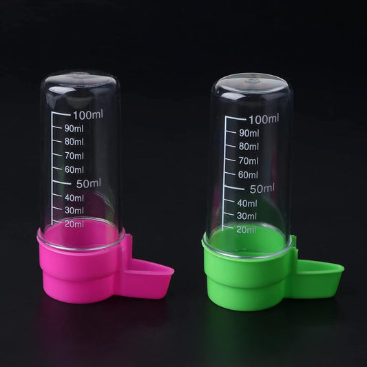 2-Piece Bird Water Dispenser for Cage Automatic Parrot Waterer Parakeet Feeder 3.4oz 2oz Food Container