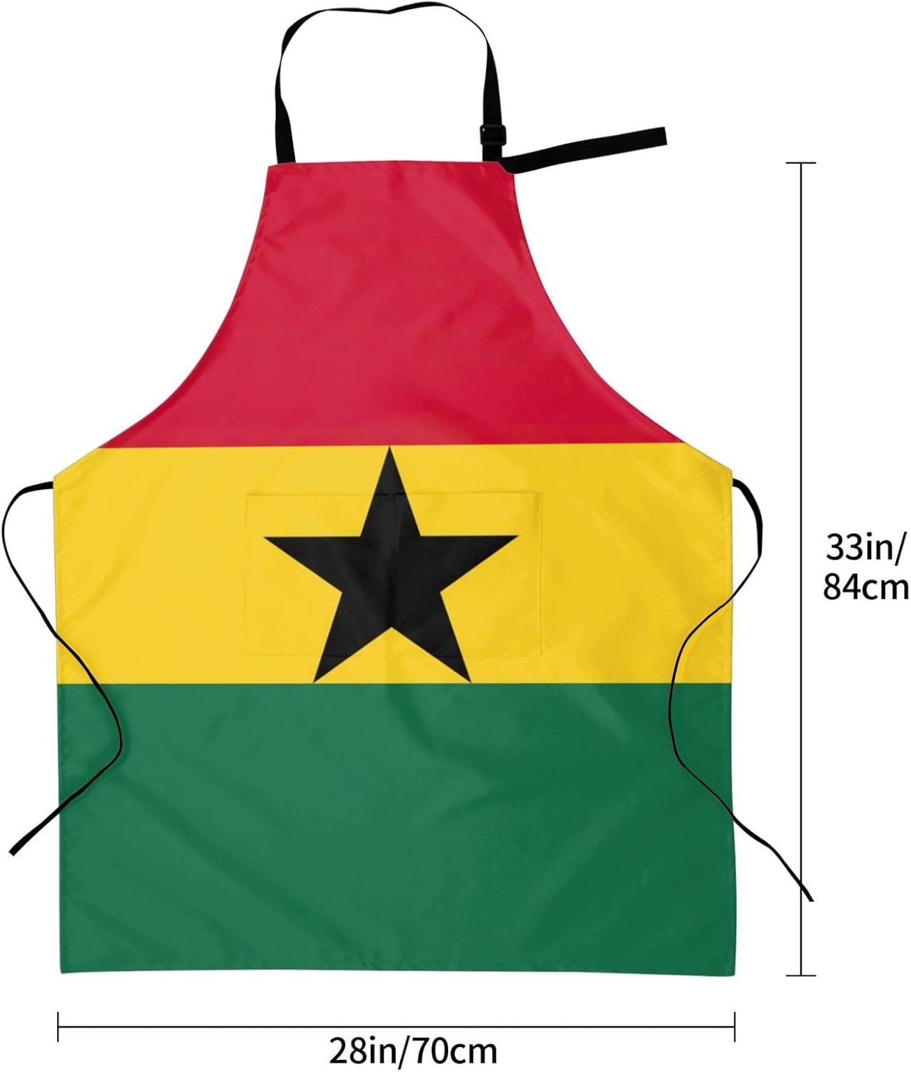 Flag of Ghana print Waterproof chef's apron with pocket apron for kitchen cooking baking barbecue and gardening