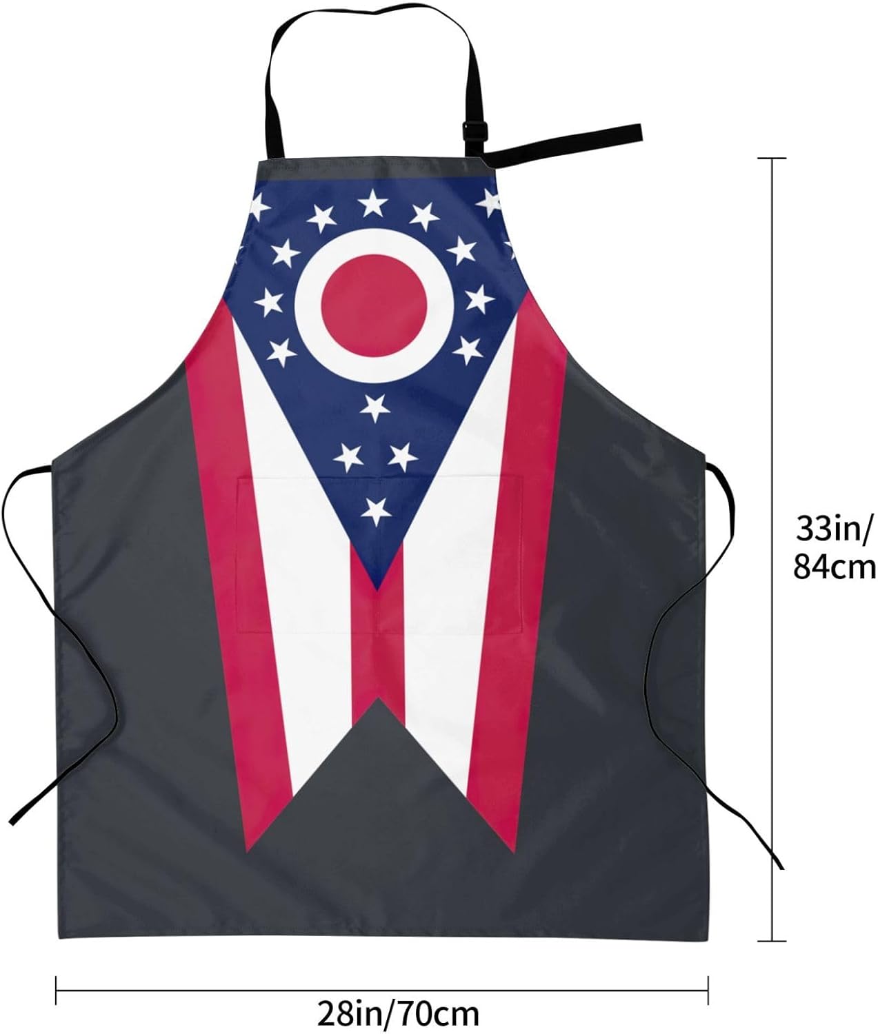 Ohio State Flag print Waterproof apron with pocket adjustable cooking 