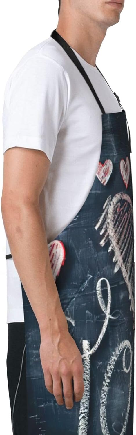 I Love You Words with Hearts print Waterproof chef's apron with pocket apron for kitchen cooking baking barbecue and gardening