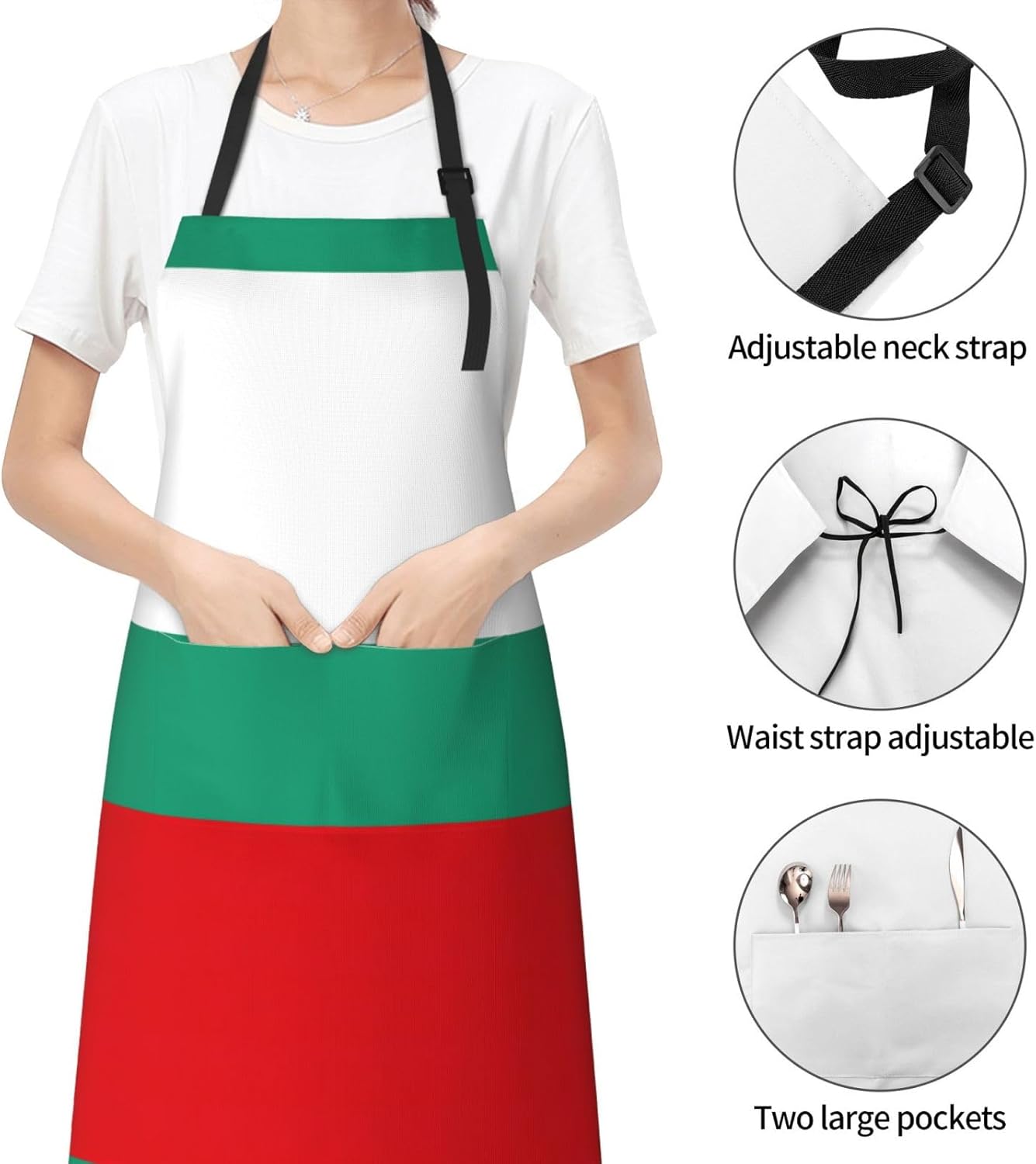 Bulgarian Flag print Waterproof chef's apron with pocket apron for kitchen cooking baking barbecue and gardening