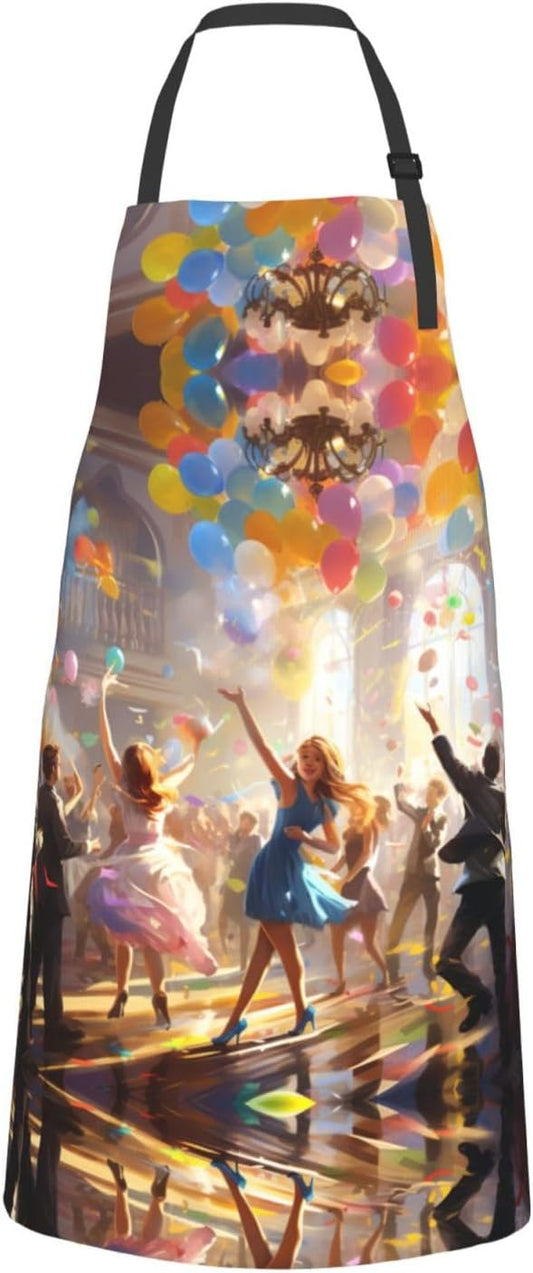 Tuesday Party print Waterproof apron with pocket adjustable cooking apron for adult kitchen bibs to bake