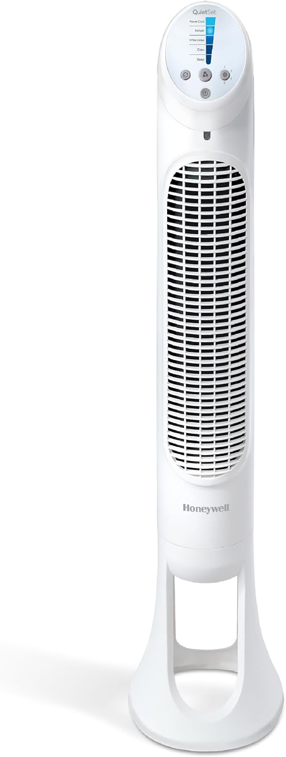 Honeywell QuietSet Whole Room Oscillating Tower filter Fan with Remote, White, HYF260