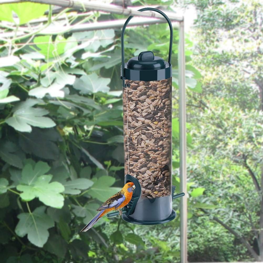 Plastic Transparent Hanging Wild Bird Feeder Seed Container Storage for Outdoor Garden