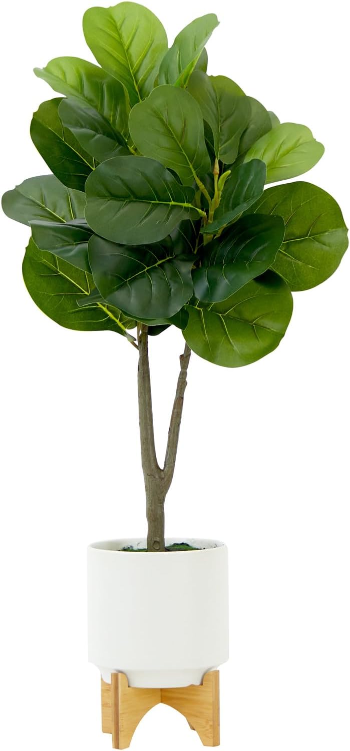 Nearly Natural 33in. Artificial Fiddle Fig with Stand Planter