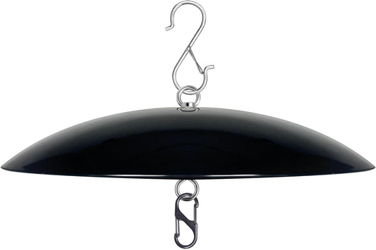 13" Bird Feeder Rain Guard, Hummingbird Feeders Shade Dome Cover, Hanging Baffle for Bird Feeder Pole,Smart Birds Feeder Umbrella (Black), 1 Pack