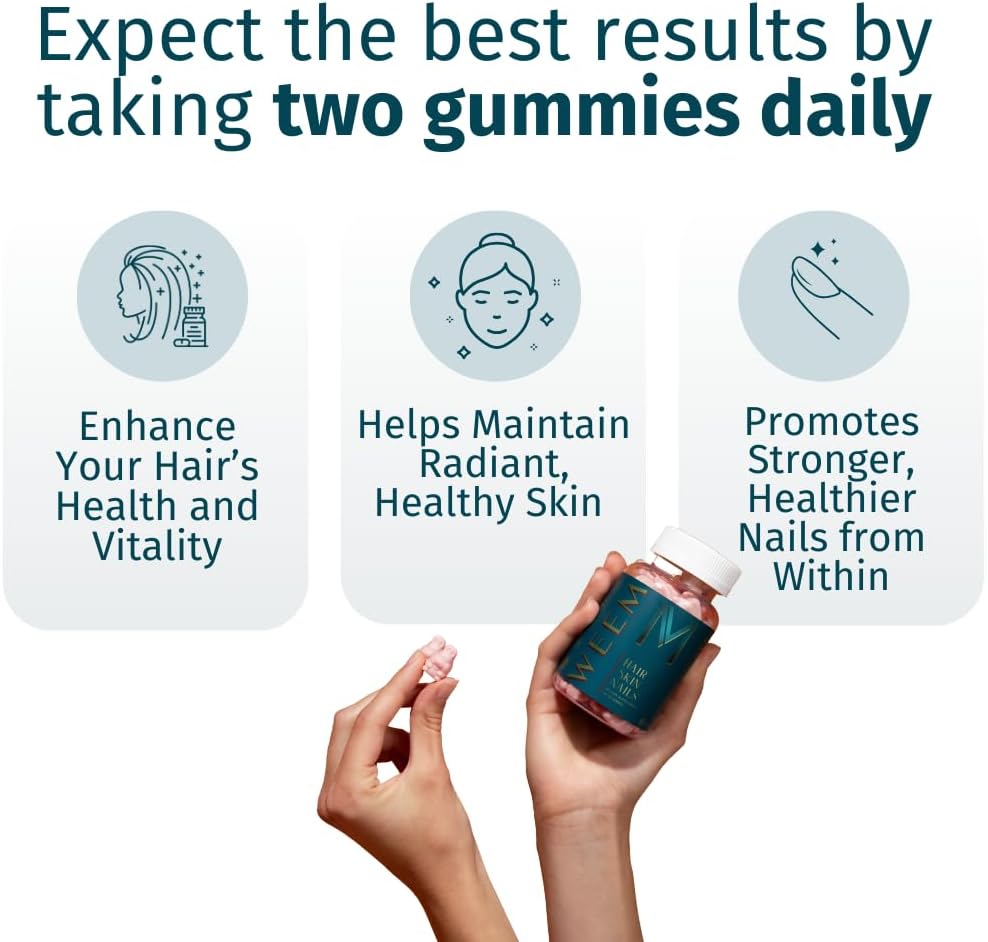 WEEM Hair Skin and Nails Gummies - Supports Healthy Hair - Vegan bioti