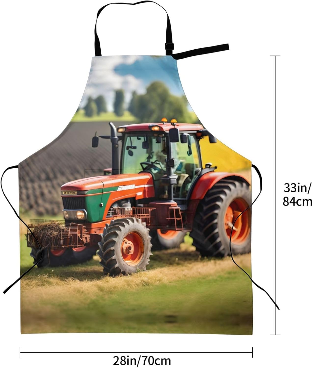Company Farm Tractors Print Laundry apron 28x33 In Waterproof Kitchen Apron with Pockets for Cooking Baking