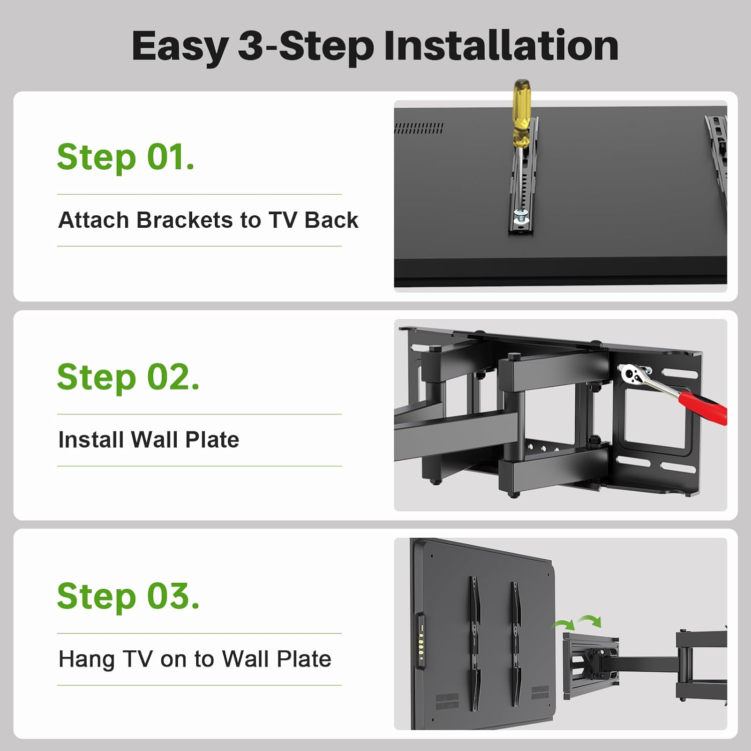 USX MOUNT Full Motion TV Wall Mount for Most 32-70 inch TVs up to 99 l