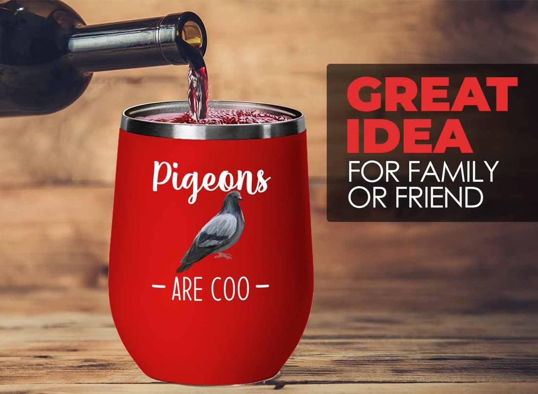 Bird Lover Red Edition Wine Tumbler 12oz - Pgeons are coo - Hummingbird Nest Cage Parrot Dad Gardening Outdoor Birdwatcher Feeder