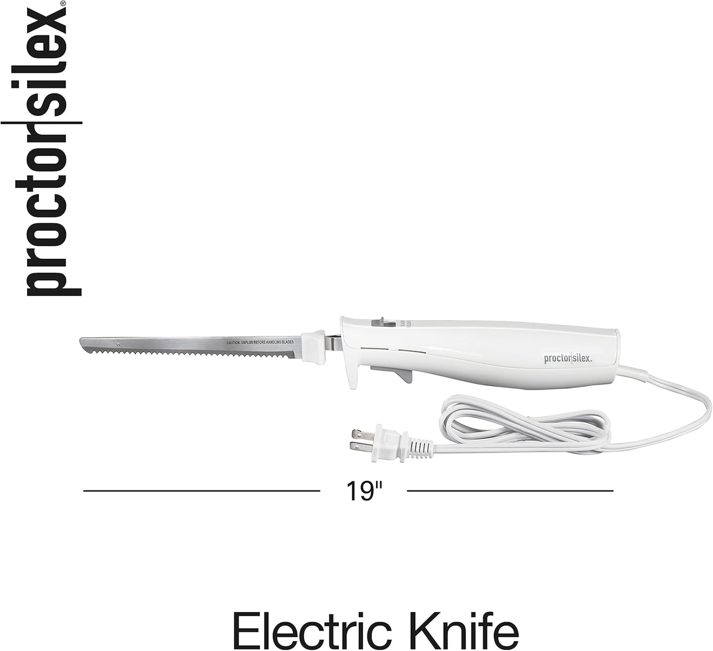 Proctor Silex Easy Slice Electric Knife for Meat Slicing, Poultry, Bread, Crafting Foam and More, Lightweight with Contoured Grip, White, (74312)